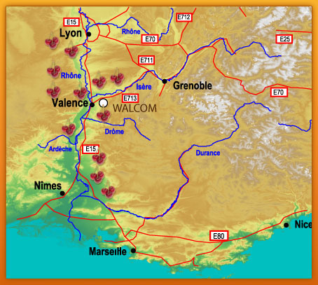 Carte des fruits (Cerises) sur la région Rhône-Alpes